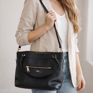 Coach Black Pebbled Leather Shoulder/Crossbody Bag